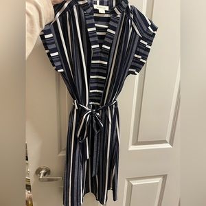 Small navy and white striped dress